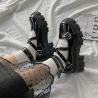 Lolita Shoes Platform Round Head Thick Heel Cross Bandage Women Shoes Kawaii Shoes Cosplay Mary Jane Shoes Heart Buckle