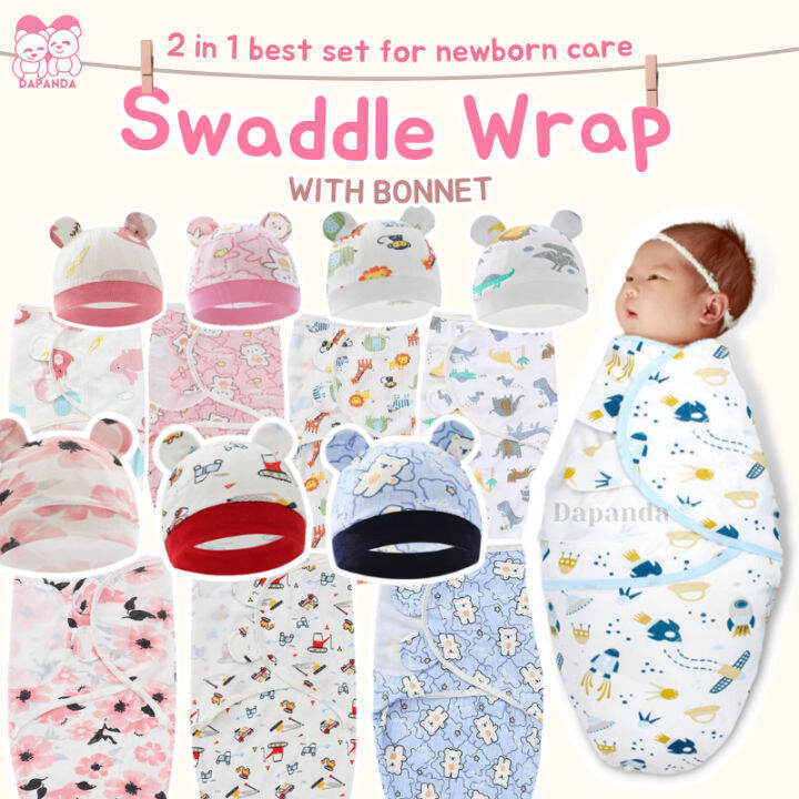 DAPANDA Newborn Swaddle 2 IN 1 Sets With Adjustable Magic