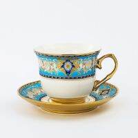 Genuine Original High-end Nordic bone china coffee cup and saucer set home ceramic water cup creative breakfast cup European retro high-value teacup