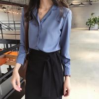 COD Chiffon shirt womens autumn new style Korean blouse fashion shirt womens long-sleeved professional wear