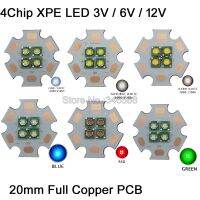 2x10วัตต์3โวลต์6โวลต์12โวลต์ Cree XPE XP-E 4ชิป4 LED รถแสง E Mitter แทน XML สีแดงสีเขียวสีฟ้าสีเหลือง LED ที่มี20มิลลิเมตรคูเปอร์ PCB