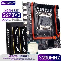 เมนบอร์ด + CPU + เมนบอร์ดแรม + CPU + RAM Atermiter D4ชุดเมนบอร์ด X99 DDR4กับ Xeon E5 2670 V3 LGA2011-3 CPU 2ชิ้น X 8GB = 16GB 3200Mhz DDR4 PC4หน่วยความจำ REG ECC RAM