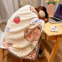 【Ready】? Thickened milk fleece blanket coral flannel sofa small blanket bed nap office shawl air-conditioning blanket