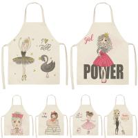 Cartoon Portrait Style Apron Sleeveless Cotton Linen Aprons Girl Pattern Apron For Kids Cleaning Pinafore Home Custom Aprons Bib