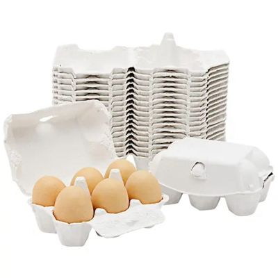 Paper Egg Cartons for Chicken Eggs Pulp Fiber Holder Bulk Holds 6 Count Eggs Farm Market Travel