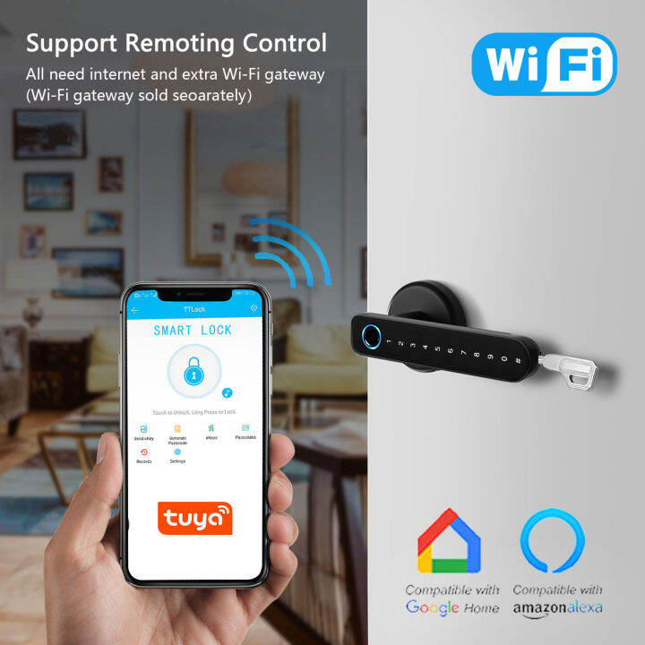แอพพลิเคชั่นล็อกประตูด้วยลายนิ้วมือ-wifi-tuya-เปิดประตูสมาร์ทจัดการรหัสผ่านระยะไกลตัวล็อคไฟฟ้า-keyless-สำหรับ-home-gateway-kingku