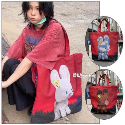 niche rabbit print womens large capacity red tote bag fashion all-match shoulder