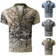 Thương Hiệu T-Shirts Cho Áo sơ mi nam nam in hoạ tiết Nút tay ngắn thời
