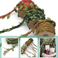 【YD】 5yards Wax Cord Silk Leaves Rattan Rope Crafts String Packing Wedding Kindergarden Decoration