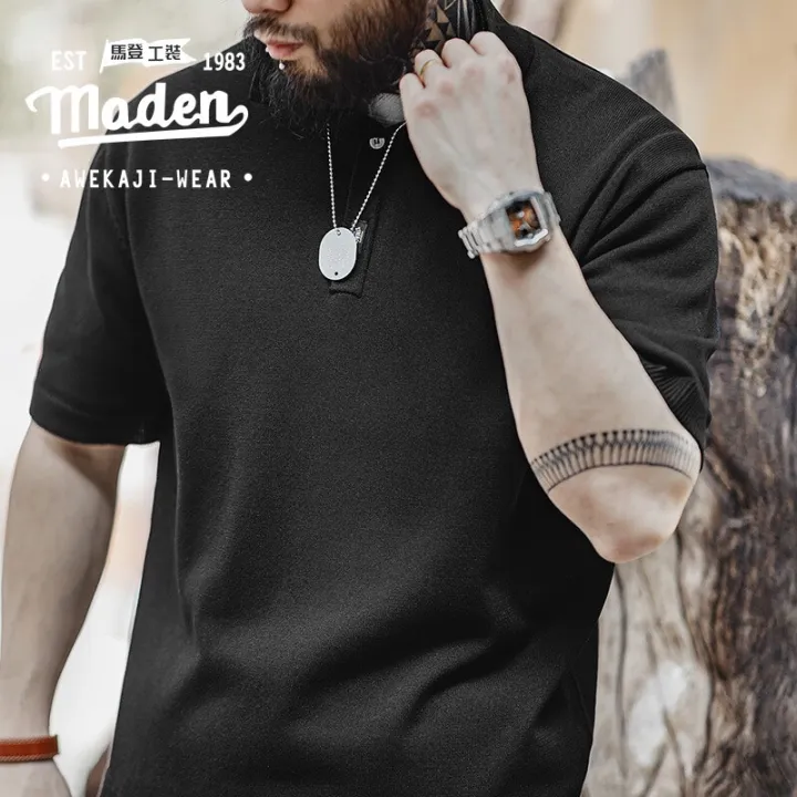 maden-เสื้อโปโลแขนสั้นลําลอง-ทรงหลวม-ระบายอากาศได้ดี-แฟชั่นฤดูร้อน-สไตล์อเมริกัน-สําหรับผู้ชาย-2023