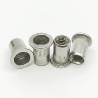 SIZEJIN 304 Stainless Steel Rivnut Flat Head Riveted Nuts Insert Nutsert Cap Knurled Rivet Nut M3 M4 M5 M6 M8 M10 M12