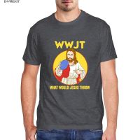 What Would Jesus Throw Wwjt Funny Christian Gift Retro MenS Shirt Short Sleeve Funny Unisex Cotton Shirt 2021 Men Hip Hop Tee 【Size S-4XL-5XL-6XL】