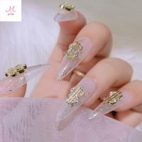 GTTR เงิน/ทอง หรูหรา เงิน เสน่ห์ 3D Dollar Nail Art ตกแต่ง เล็บ Rhinestone เครื่องประดับเล็บ DIY ทำเล็บ