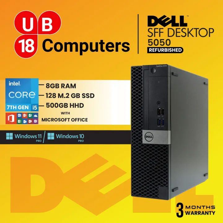Dell 3050 SFF Desktop, i5 7th Gen 8GB RAM, 128GB M.2 SSD, 500GB HDD Windows 10, MS Office
