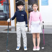 ☬ Korean Version Golf Clothing Children 39;S Long-Sleeved Golf Ball Shirts Boys Girls Autumn Breathable Sportswear D0854