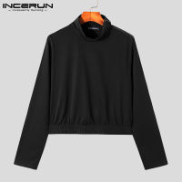 [สมบูรณ์แบบ] INCERUN Mens High Neck Pullover Zipper Crop Tops Muscle Nightclub Party Jumper