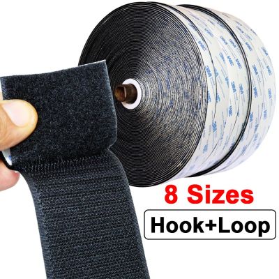 Length 50CM(19.7inches) 3M Velcro Tape Self Adhesive Glue Hook & Loop Tape Fastener Mosquito Net Home Improvement DIY Tools Velcro Straps Tapes