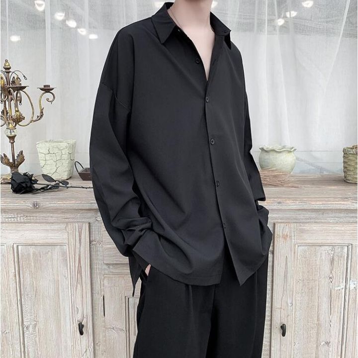 เสื้ื้อเชิ๊ตบาง-แขนยาว-คอวี-สำหรับผู้ชาย-สไตล์เกาหลี-เรียบง่าย-ไซซ์พิเศษ-m-2xl