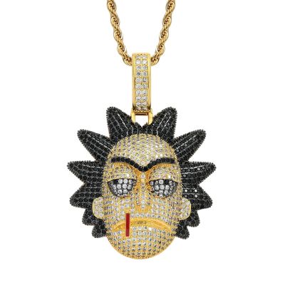 [COD] The new European and anime Rick Morty protagonist character Ricks head micro-inlaid zircon hip-hop pendant