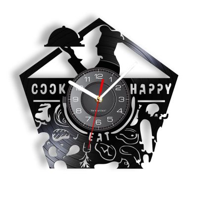 นาฬิกาผนังห้องครัววินเทจสำหรับทำอาหารป้ายร้านอาหารเชฟทำอาหาร,นาฬิกาบันทึกอัลบั้มไวนิลสวยงามมีสไตล์สำหรับทำอาหารนาฬิกาของขวัญ