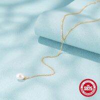 CANNER Y-Shaped Pearl Necklace For Women Silver Chain 925  Jewelry Womens Neck Chain Luxury High Quality Wedding Fine Чокер