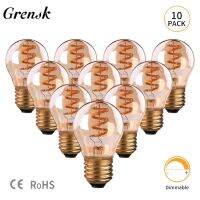 [HOT QQZIWWUJJWG 104] Grensk Led E27แก้วเกลียว G45ลูกโลกเส้นใยหลอดไฟโบราณเอดิสันหลอดไฟ3วัตต์สีเหลืองอำพันหลอดไฟหรี่แสงได้โคมไฟ2200พัน E26 Led