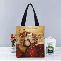 Santa Claus Handbag Foldable Shopping Bag Reusable Eco Large Uni Canvas Fabric Shoulder Bags Tote Grocery Cloth Pouch 1208