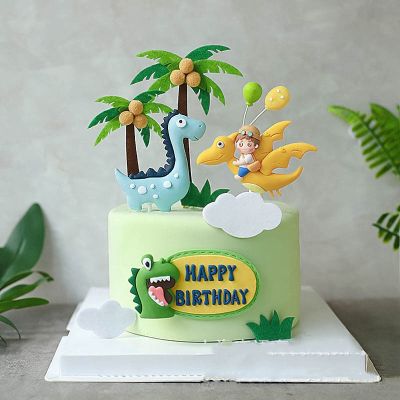 【CW】☈  Birthday Decoration Cartoon Pterosaur Toppers Boys Happy Jungle