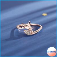 เครื่องประดับ X-STARRY น่ารัก Unisex สัตว์คริสตัลขนาดเล็กวินเทจโบฮีเมียนสร้างสรรค์สัตว์แหวนโชคดีแหวนสุนัขจิ้งจอก