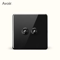 ♗∏▩ Avoir Black Toggle Switch 2 Way Mirrored Stainless Steel Panel 86 Type UK Europe Standard Power Socket Wall Led Lighting Dimmer