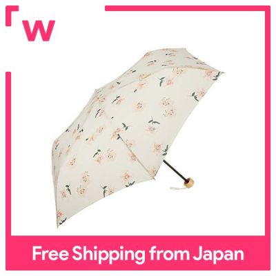 Wpc. ร่มกันฝนร่มแบบพับสีขาว50ซม. สุภาพสตรีที่มีถุงใส่ร่มหญิงดอกไม้ขนาดเล็ก5387-019ของ