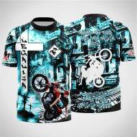 Xzx180305 motorcycle extreme sports style 3D digital printing summer T-shirt convenient quick dry round net short sleeve