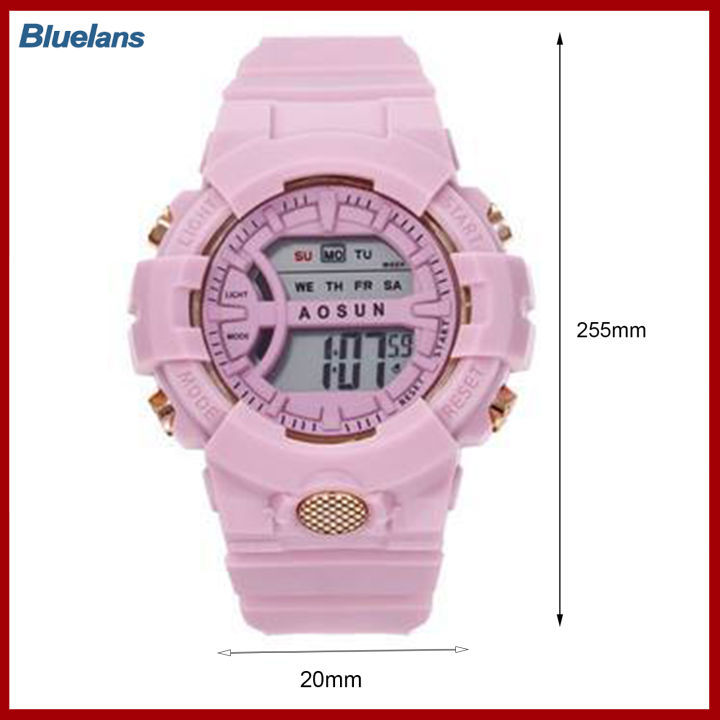 bluelans-นาฬิกาอิเล็กทรอนิกส์ดิจิตอลจอแสดงผลแบบพกพานาฬิกาข้อมือนาฬิกาสำหรับกีฬา
