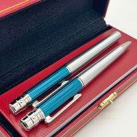 LAN CT Ballpoint Rollerball Pen Fine Pole Ballpoint Pen Blue Texture Metal Serial Number Writing Smooth Luxury Stationery Pens