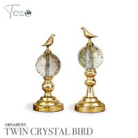 ORNAMENT BRONZE BIRD CRYSTAL เครื่องปั้นตกแต่ง นกคริสตัลคู่