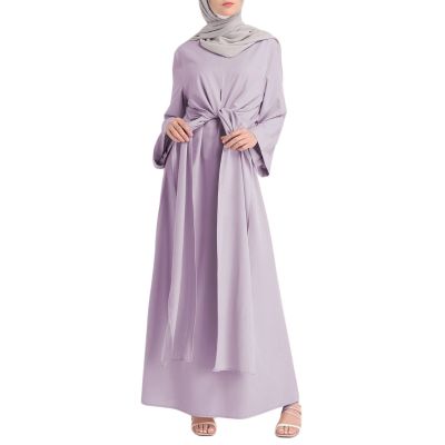 ผู้หญิงดูไบ A Baya มุสลิมเสื้อผ้าอิสลาม K Aftan ปลอม2ชิ้นผ้าพันแผล Maxi D Ress อี๊ดอาหรับตุรกีเสื้อคลุมสีทึบ