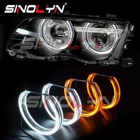 Sinolyn ไฟแอลอีดีดวงตานางฟ้าสำหรับ BMW E46 M3 E39/E36/E38 Coupe/Sedan/Touring ปรับไฟหน้าซีนอน DTM สไตล์คริสตัลไฟหน้าฮาโลไฟรถอุปกรณ์เสริม