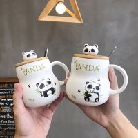 hotx【DT】 cartoon panda Ceramics Mug 400ml With Lid and mugs Mugs Cup Drinkware Gifts