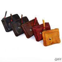 ♀☌✸ Genuine Leather Coin Purse Vintage Mini Zipper Wallets Case Storage Bag Card Holder Pocket for Men Women