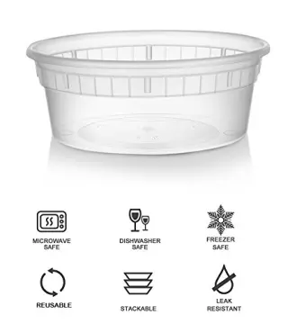 Mr. Miracle Deli Containers with Lids - 15 Pack of 8 oz Clear Airtight  Reusable Plastic Food and Multi-Purpose Containers - Microwave, Freezer,  and