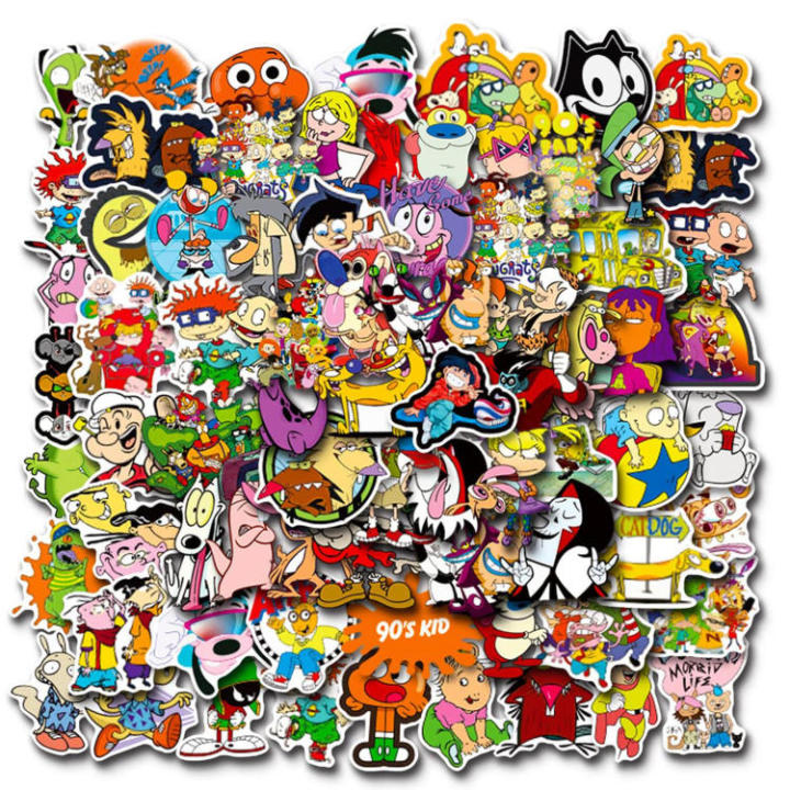 90s-cartoon-stickers-50pcs-vinyl-waterproof-stickers-for-laptops-bumpers-skateboards-stickers-for-water-bottles-computers-phones-admired