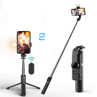 ใหม่ Bluetooth Selfie Stick ขาตั้งพร้อมรีโมทขาตั้งกล้องแบบขยายได้พร้อมไฟ LED ที่ถอดออกได้สำหรับ Android Smartphone