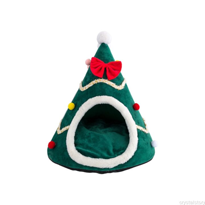 home-kennel-cat-bed-house-pet-nest-durable-cone-autumn-winter-warm-christmas-tree-shape-xmas-decoration-dog-tent