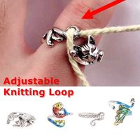 ♟☬ Knitting Accessory Ring Metal Adjustable Knitting Loop Thread Wrapped Rings Loop Wire Winder Crochet Wire Ring For Clothing Diy