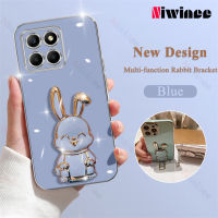 NIWINEE เคสซิลิโคนนิ่มรูปกระต่ายเคสโทรศัพท์สำหรับ Honor X8A 5G/Honor X8 5G/Honor เคส X6กรอบหลังมีที่ใส่แบบเคลือบหรูหรา