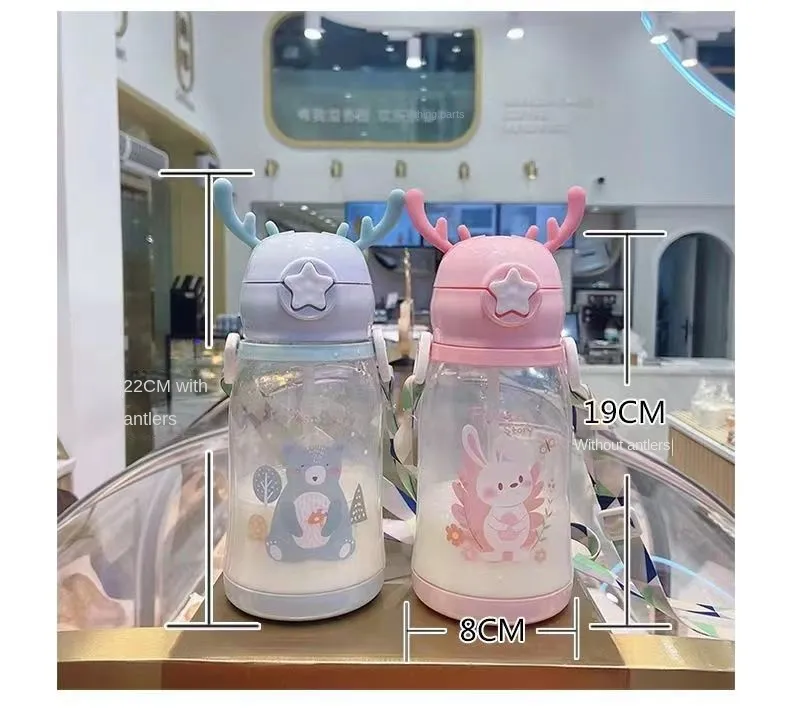 Boy Girl Children Baby Water Bottle For Kids School Outdoor Travel Cute  Cartoon Fashion Shoulder Strap Lovely Deer Fawn Bottl - Water Bottles -  AliExpress