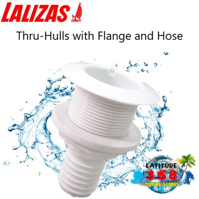 ท่อระบายข้างเรือ  Thru-Hulls with Flange and Hose Barb  25mm. 44714 lalizas