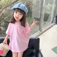 Girls T-shirts 2023 Summer Kids Tops Korean Version Short Sleeves Cute Rabbit Cartoon Cotton Comfortable Babys Clothes