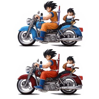 ZZOOI 15cm Dragon Ball Action Figure GK Motorcycle Son Goku and Son Gohan Figure PVC Haulage Motor Father and Son Collection Model Toy