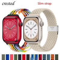 Slim Braided Solo Loop untuk Apple Watch Band 41Mm 40Mm 38Mm 44Mm 45Mm 49Mm Gelang Elastis IWatch Seri 7 3 6 Se 8 Ultra Strap